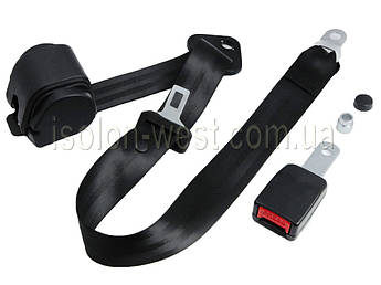 Ремінь безпеки 3-точковий чорний, автоматичний (інерційний)