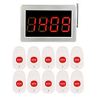 Система виклику медперсоналу бездротова RETEKESS F3290kit2, LED приймач - табло + 10 пультів SOS кнопок