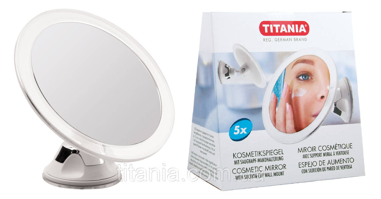 Косметическое зеркало для бритья и макияжа на присоске с пятикратным ...