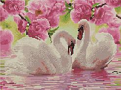 НАБІР АЛМАЗНОЇ ЖИВОПИСИ (КВАДРАТНІ, ПОВНА)BRUSHME "Лебеді біля сакури"
