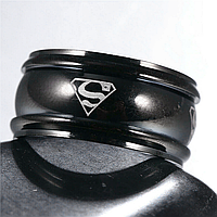 Кільце з нержавіючої сталі, "Супермен", чорне анодування, 1206КЖ 17