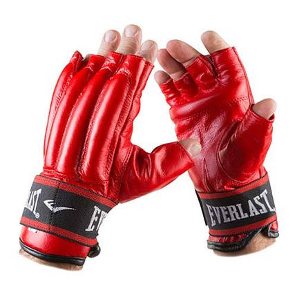 Рукавички шингарди червоні шкіряні на липучці Everlast розмір M, фото 2