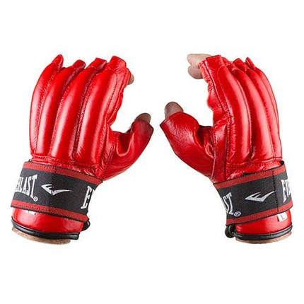 Рукавички шингарди червоні шкіряні на липучці Everlast розмір M, фото 2