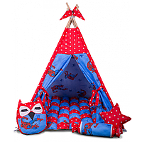 Игровая палатка-вигвам бон-бон "Человек-паук" с аксессуарами (синий/красный) ТМ "Хатка"