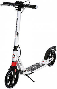 Самокат Maraton Decider білий із двома амортизаторами та ручним гальмом
