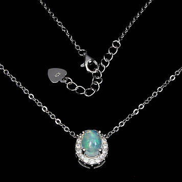 Кулон Вогняний опал (Ефіопія), + ланцюжок у подарунок. Срібло 925 у позолоті 14 каратів