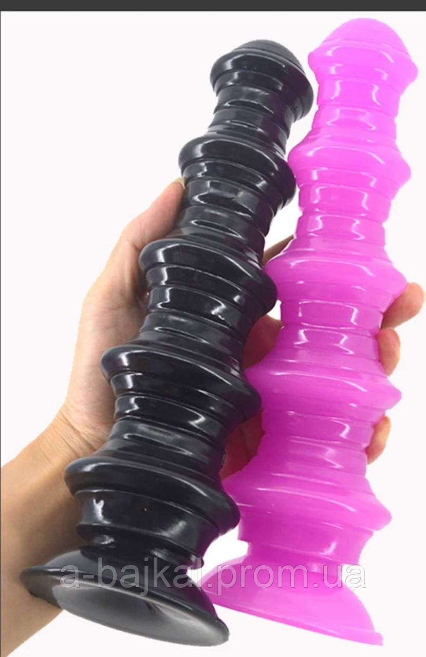 Великий Анальний корок плаг 21,5 см для екстремального сексу фістинга чорний, рожевий