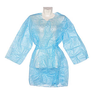 Халат одноразовий «Кімоно» з рукавами , блакитний, спанбонд
