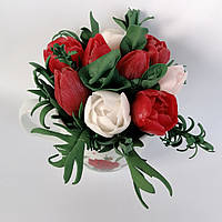 Букет из мыльных цветов тюльпанов Цветочная композиция из мыла ручной работы Мыльный букет