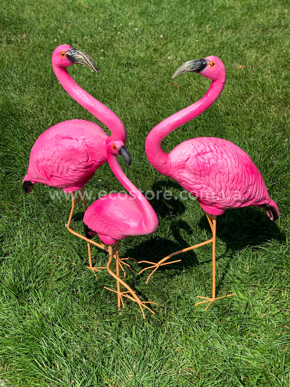 Комплект садовых фигур "Семья фламинго на металлических лапах" Н-110см - фото 3 - id-p1027270131