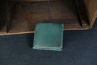 Шкіряний гаманець портмоне Компакт, натуральна шкіра італійський Краст, колір Зелений, фото 2