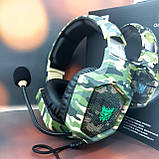 ONIKUMA K8 Геймерські навушники для онлайн ігор з мікрофоном і підсвічуванням камуфляж, фото 2