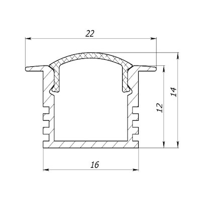 профиль врезной для led ленты lpv-12 чертеж