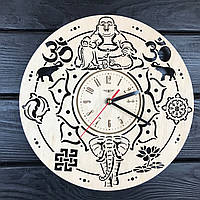 Необычные настенные часы из дерева «Буддизм»