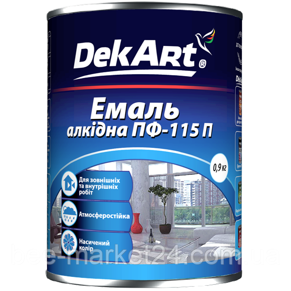 Емаль алкідна DekArt ПФ-115П Чорна 0.9кг
