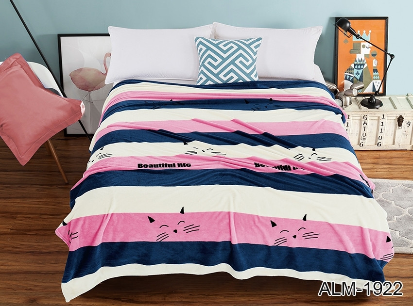 Плед покривало 160х220 велсофт Киця на ліжко, диван