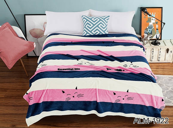 Плед покривало 200х220 велсофт Киця на ліжко, диван, фото 1