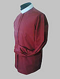 Сорочка для священників (білий комір) бордового кольору з довгим рукавом, фото 2
