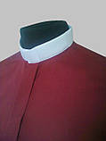 Сорочка для священників (білий комір) бордового кольору з довгим рукавом, фото 3