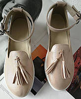 Elle-шик! зручні шкіряні жіночі осінні туфлі на середній платформі