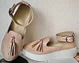 Elle-шик! зручні шкіряні жіночі осінні туфлі на середній платформі, фото 3