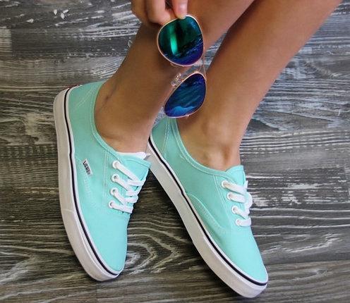 vans slip on mint green