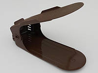 Двойная подставка-органайзер для обуви коричневого цвета. 3 положения регулировки высоты.