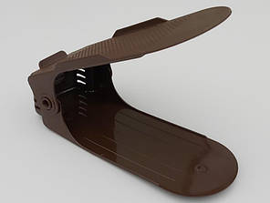 Подвійна підставка-органайзер для взуття коричневого кольору. 3 положення регулювання висоти.
