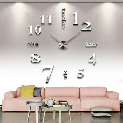 Учасники настінних стінок великий 3D "DIY годинник" від 80 до 150 см срібла (Zh015-S), фото 2