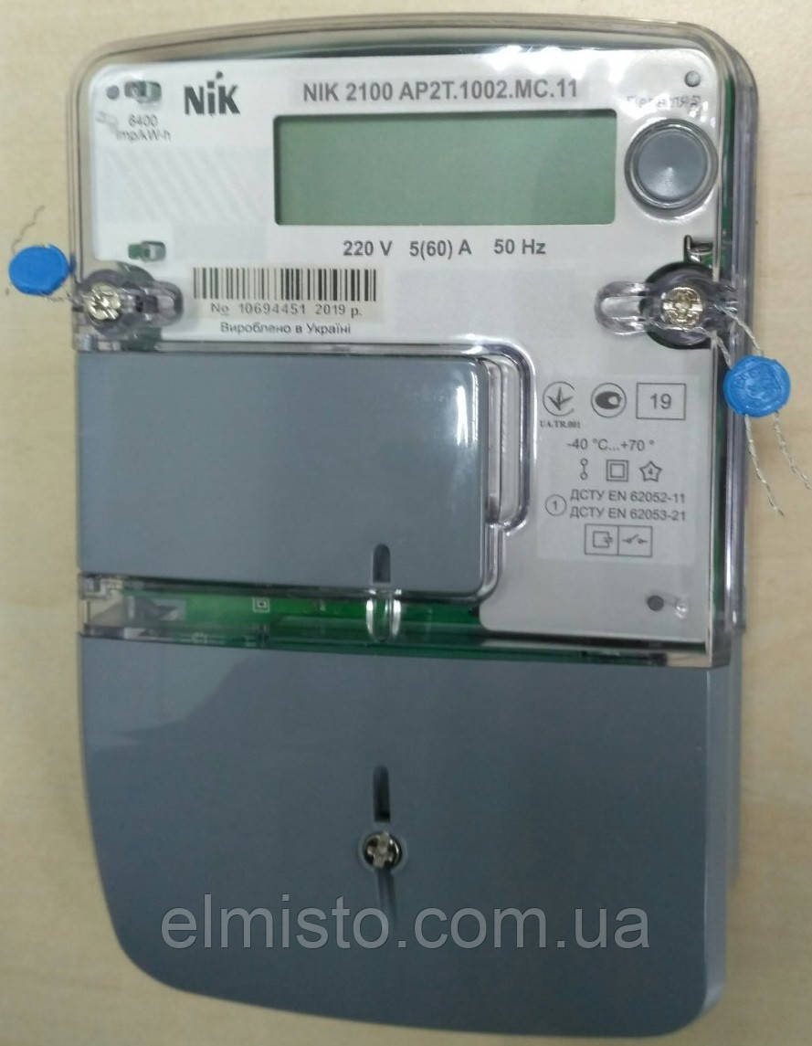 Електрочисник NIK 2100 AP2T.1002.MC.11 220 В (5-60) А, 4тарифа, реле, захист від радіо та магн. полів