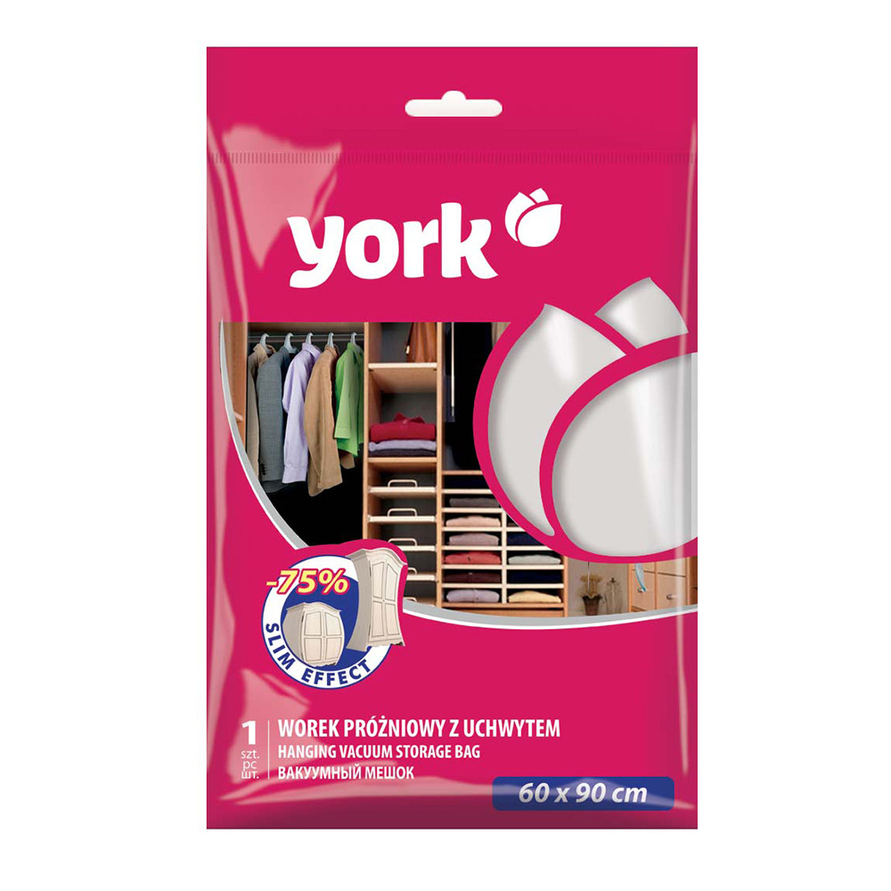 Вакуумний мішок для зберігання одягу YORK з вішалкою, 60 х 90 см