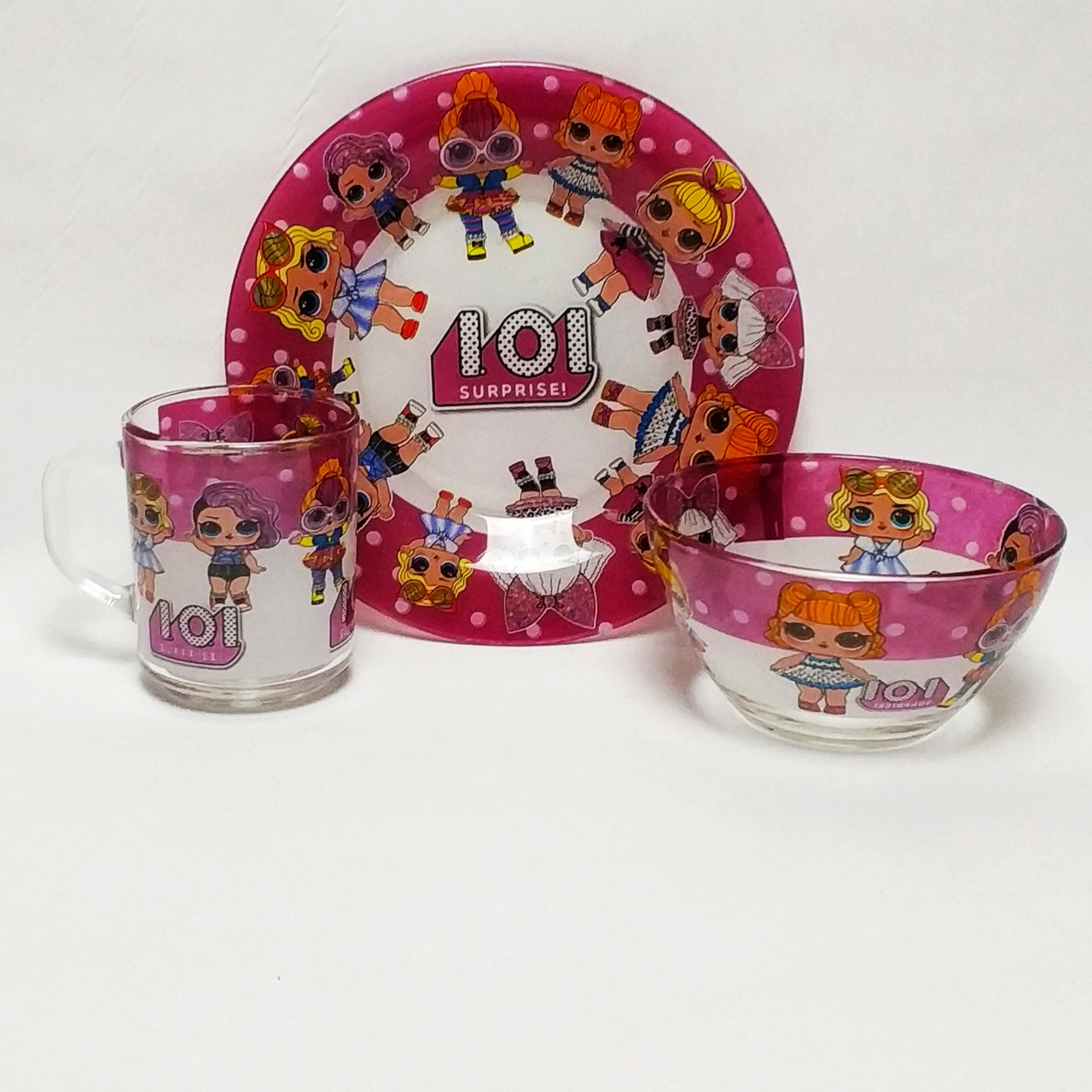 Детский набор стеклянной посуды для кормления Лол (Lol) фиолетовый 3 предмета Metr+ - фото 1 - id-p1136772827