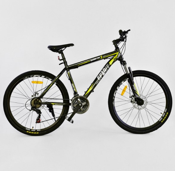 Велосипед Спортивний CORSO SPIRIT JYT 001 — 2261 26" дюймів Black-yellow, рама металева 17", 21 швидкість