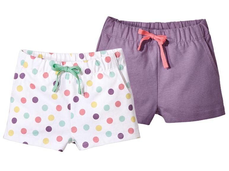 Шорти трикотажні білі в горошок і бузкові Lupilu (Німеччина) р.86/92, фото 1