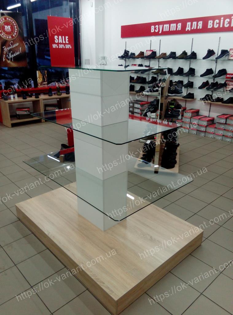 Стелаж острівний, торгова гірка, скляний стелаж, фото 1