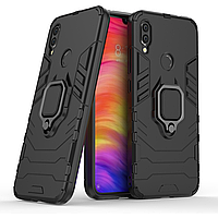 Чехол Ring case для Xiaomi Redmi Note 7 / Note 7 Pro / Global бронированный бампер с кольцом черный