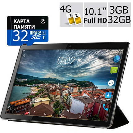Планшет — телефон Adronix MT104 Matte Black 3GB/32 GB LTE IPS 10/1" Full HD+ Чохол-книжка + Карта пам'яті 32GB, фото 1