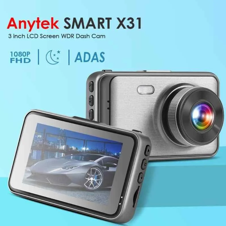Автомобільний відеореєстратор Anytek X31 1080P FHD 3,0 " / Подвійний об'єктив / G-сенсор / Нічне бачення