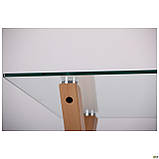 Обідній скляний стіл АМФ Maple стільниця прозоре ніжки-метал фарбований під дерево бук, фото 6