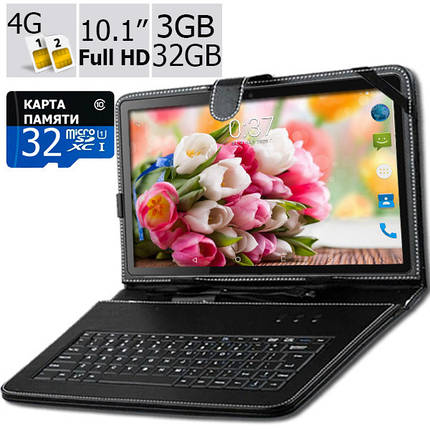 Планшет-телефон Adronix MT104 Matte Black 3GB/32 GB LTE IPS 10/1" Full HD+ Чохол-клавіатура +Карт пам'яті 32GB, фото 1