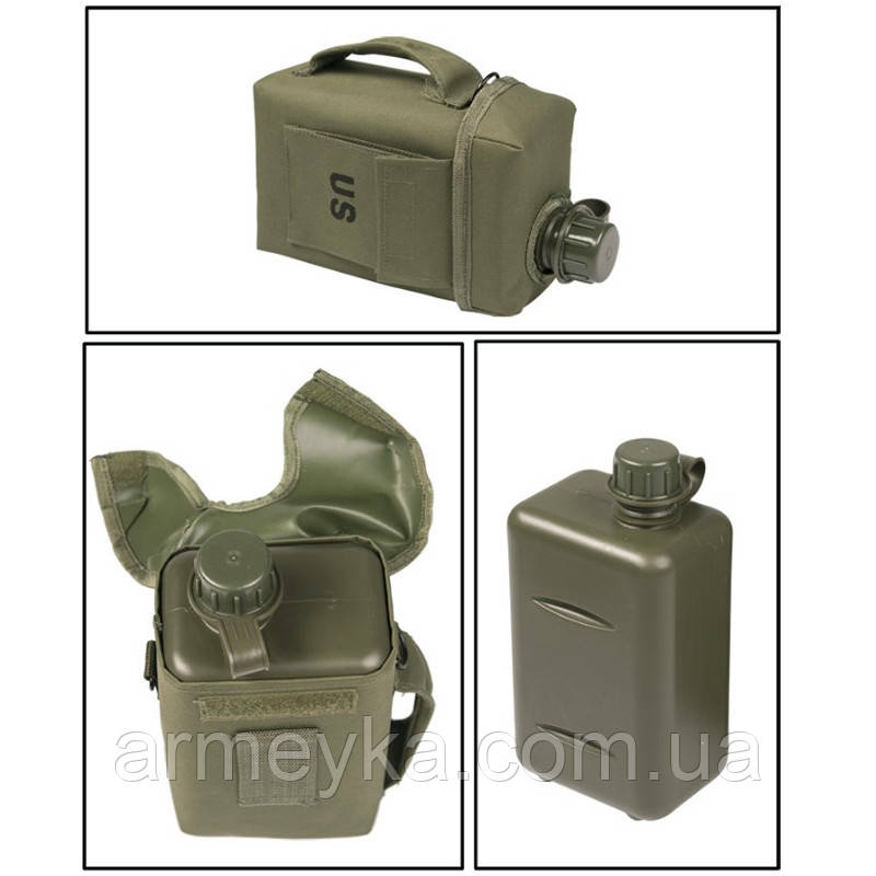 Фляга, 2 L, у чохлі, олива, харчовий пластик, Mil-Tec Німеччина