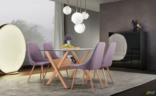 Вид столу АМФ Maple в інтер'єрі вітальні з м'якими стільцями _фото 2