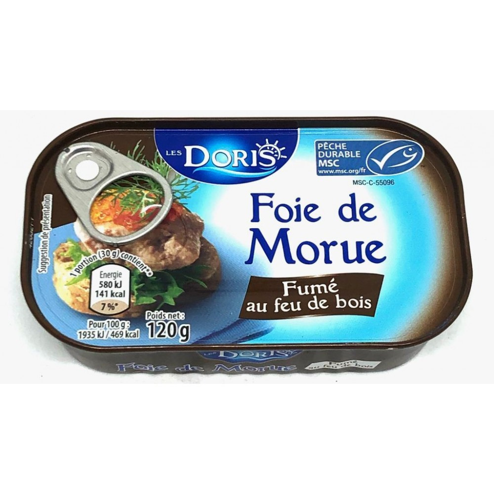 Печінка тріски Les Doris Foie de Morue копчена на дровах, 120 грамів, фото 1