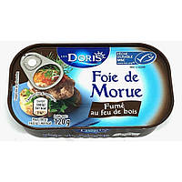 Печень трески Les Doris Foie de Morue копченная на дровах, 120 грамм