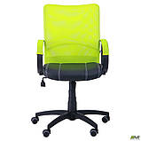 Офісне крісло АМФ-8 Лайт Net LB Софт спинка-сітка лайм сидіння чорне-нитка біла, фото 3