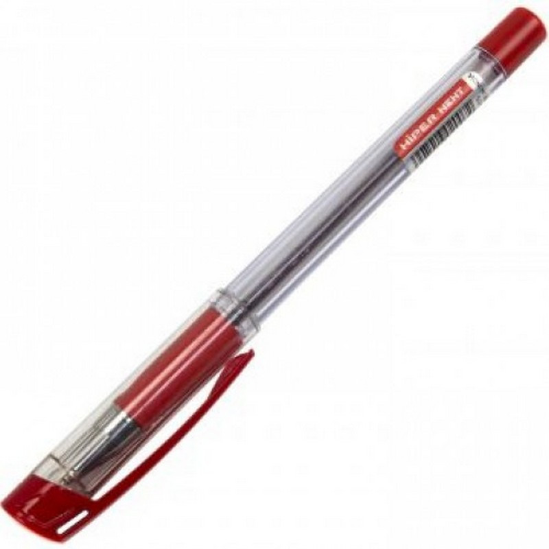 Ручка масляна Hiper Next 0,7мм червона корпус прозорий