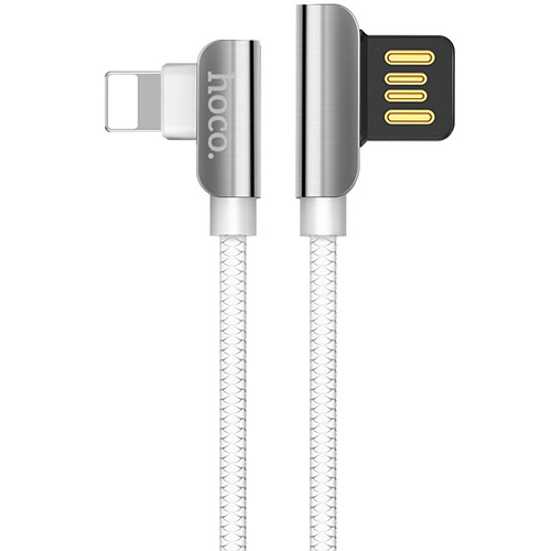 Кабель Hoco U42 Exquisite steel USB - Lightning 2.4A/1.2m (Білий)