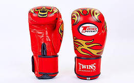 Рукавички для боксу та єдиноборств TWINS шкіряні 5436 Red-Gold 12 унцій
