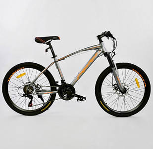 Велосипед Спортивний CORSO FREE RIDE 0012 — 7833 колеса 24" дюймів GRAY рама металева 13", 21 швидкість