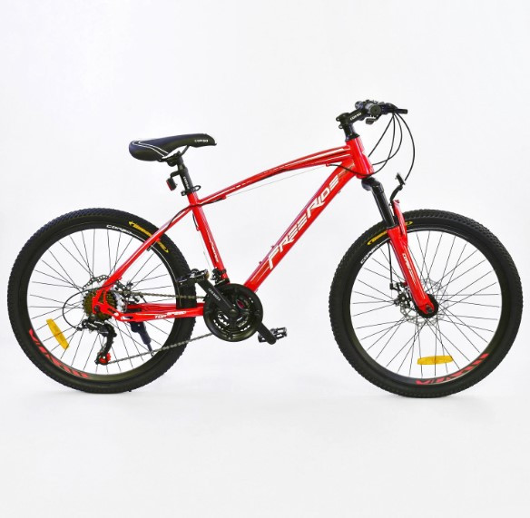 Велосипед Спортивний CORSO FREE RIDE 0012 — 701 колеса 24" дюймів RED рама металева 13", 21 швидкість